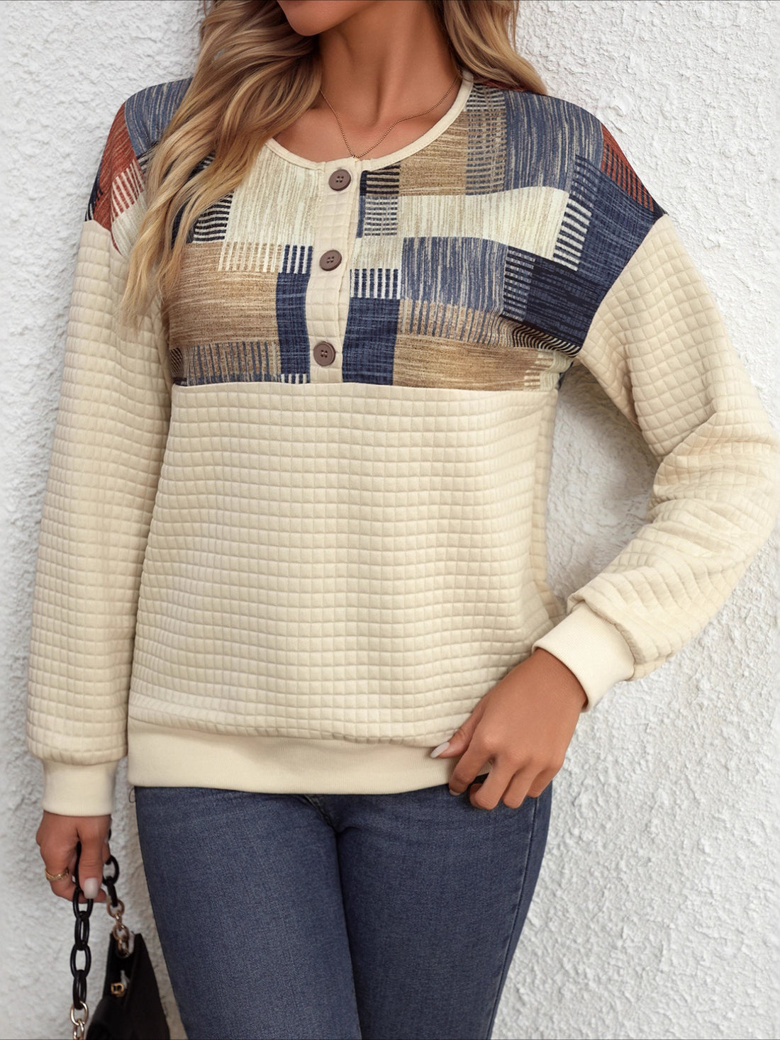 Geometric Crew Neck Printing Vintage Spring/Fall Long Sleeve Sweatshirt