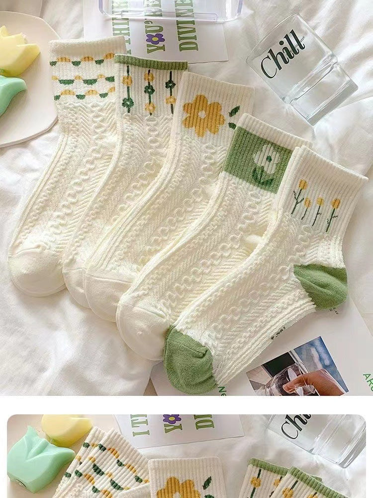 Free Gift Retro Floral Socks , Texture Solid Socks