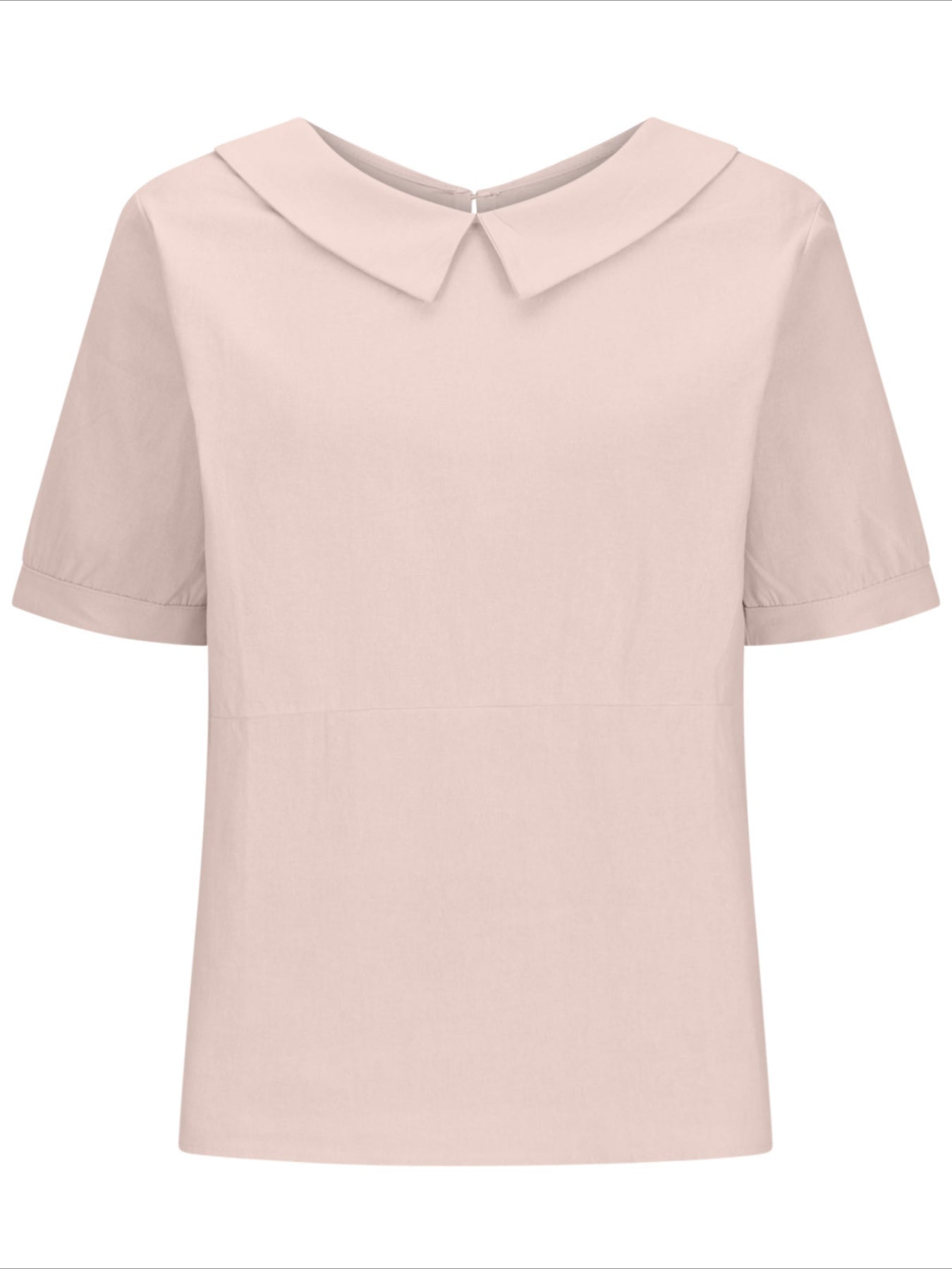 Solid Color Loose Lapel Short Sleeve Cotton Top