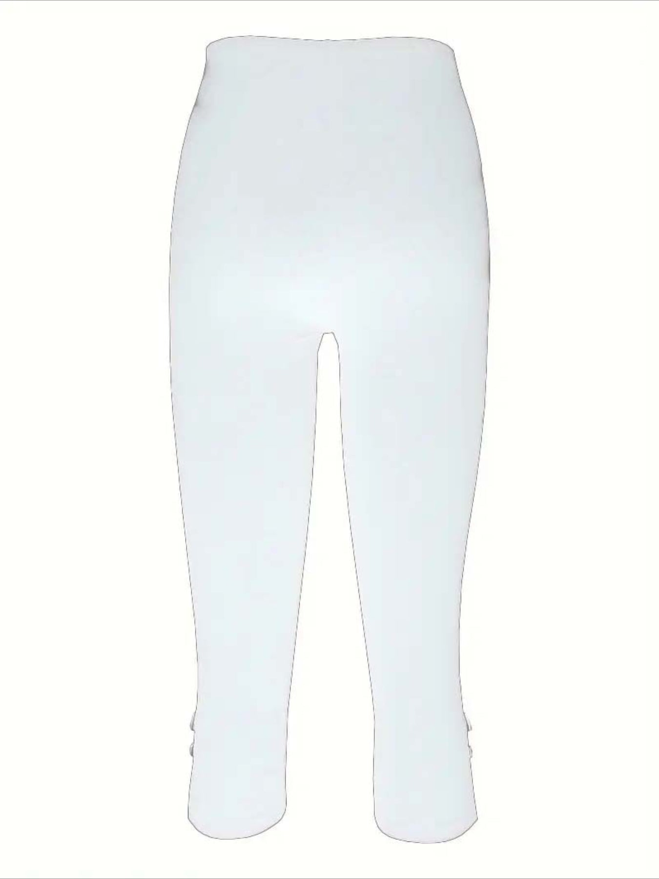 Slim Crop Casual Tights Calf-Length Natural Plain Split Quick Dry Soft Chinos