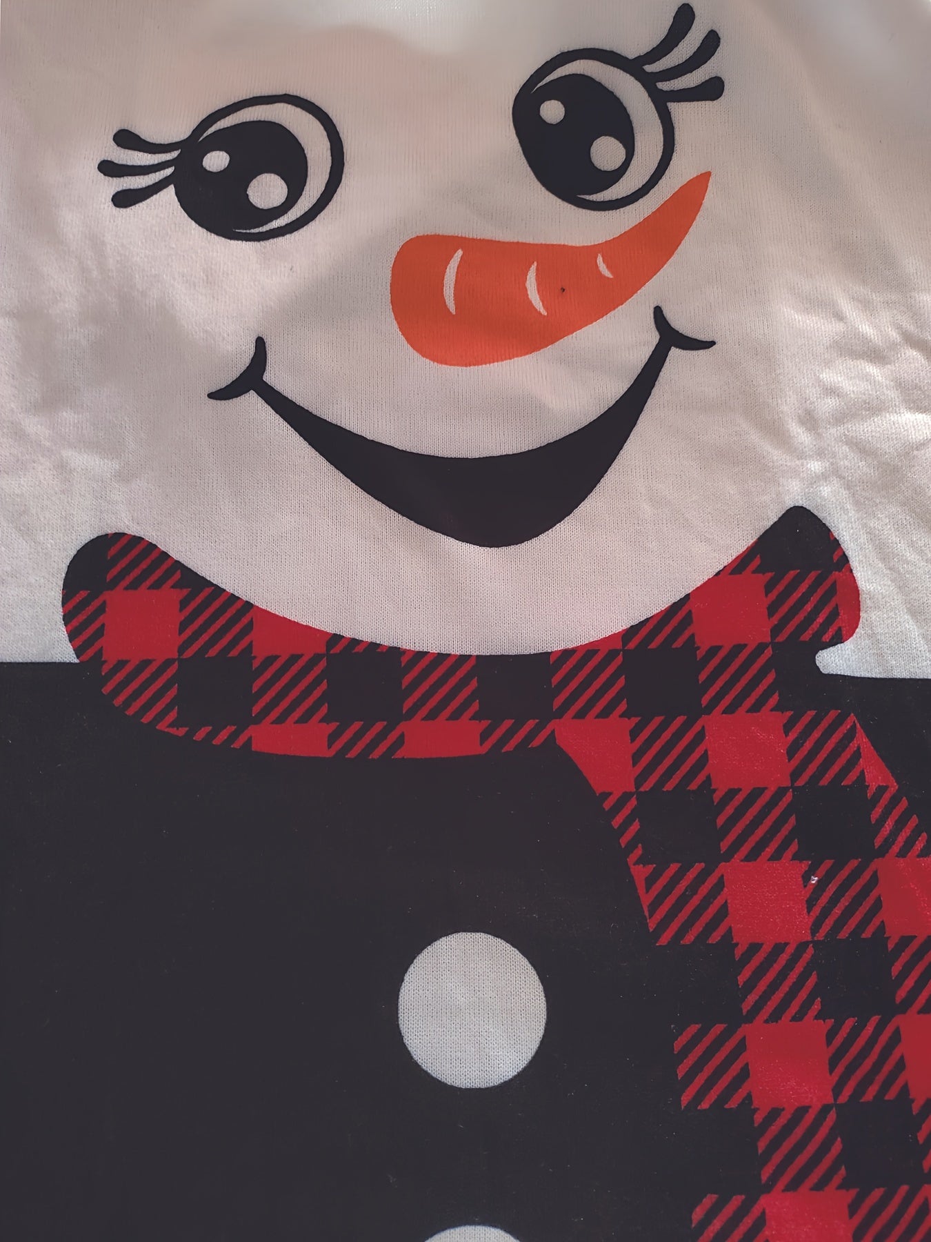 Christmas Cute Dress, Women's Snowman Print Long Sleeve Round Neck Tee Dress With Pockets