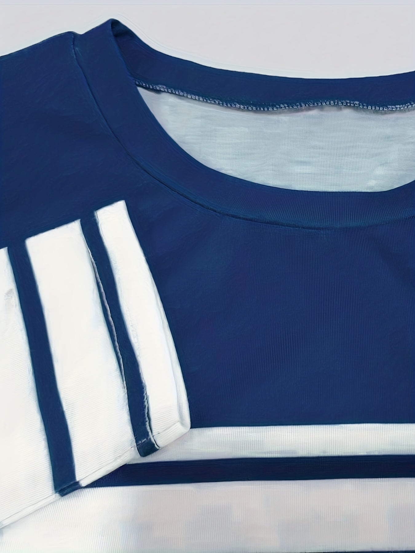 Stripe Print Crew Neck T-Shirt, Casual Long Sleeve Top
