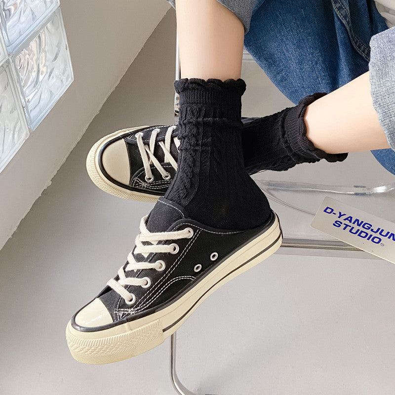 Free Gift Women's Twist Texture Mid Tube Socks