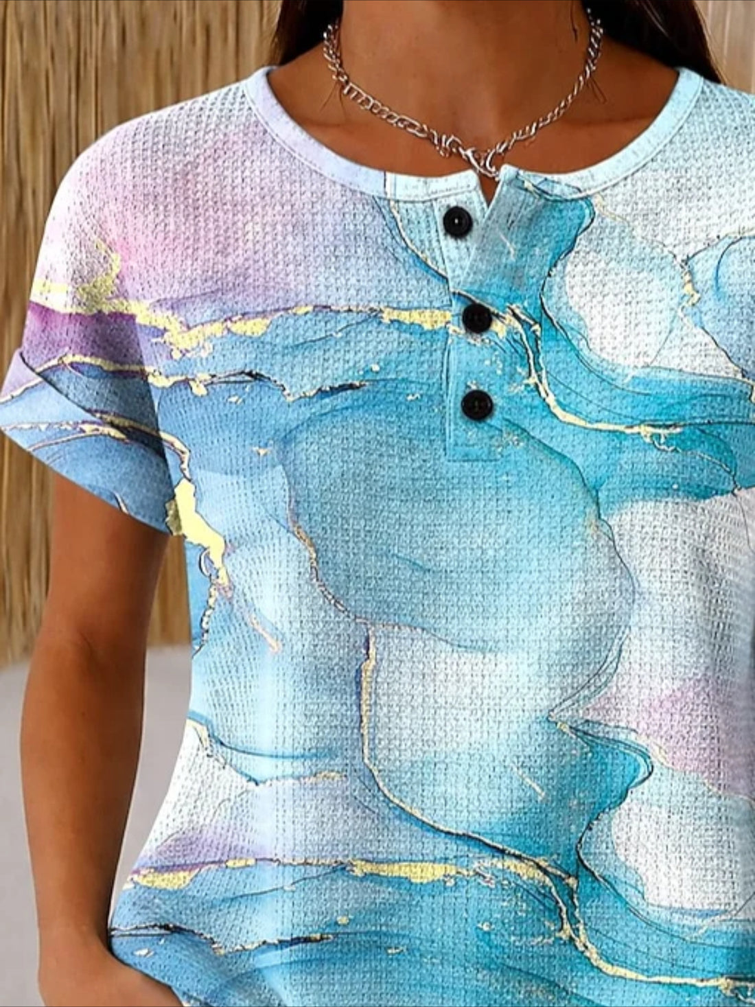 Short Sleeve Loose Geometric Others Vintage T-Shirt