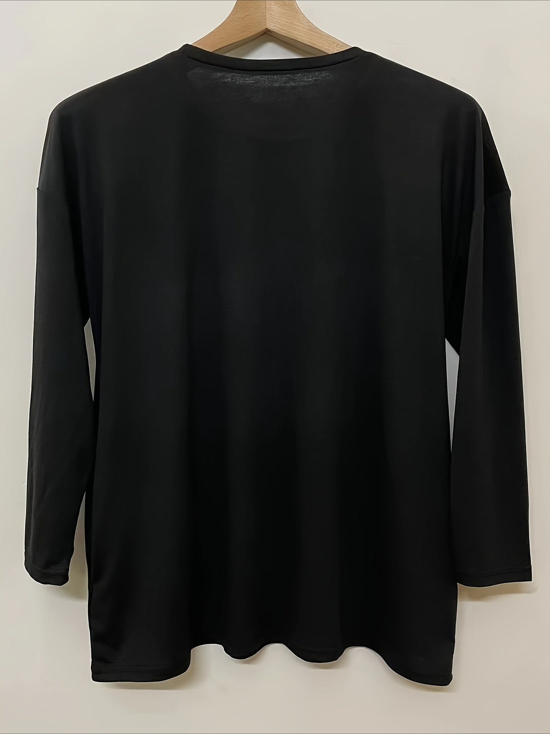 Solid Color Pocket Long Sleeve Crew Neck Top