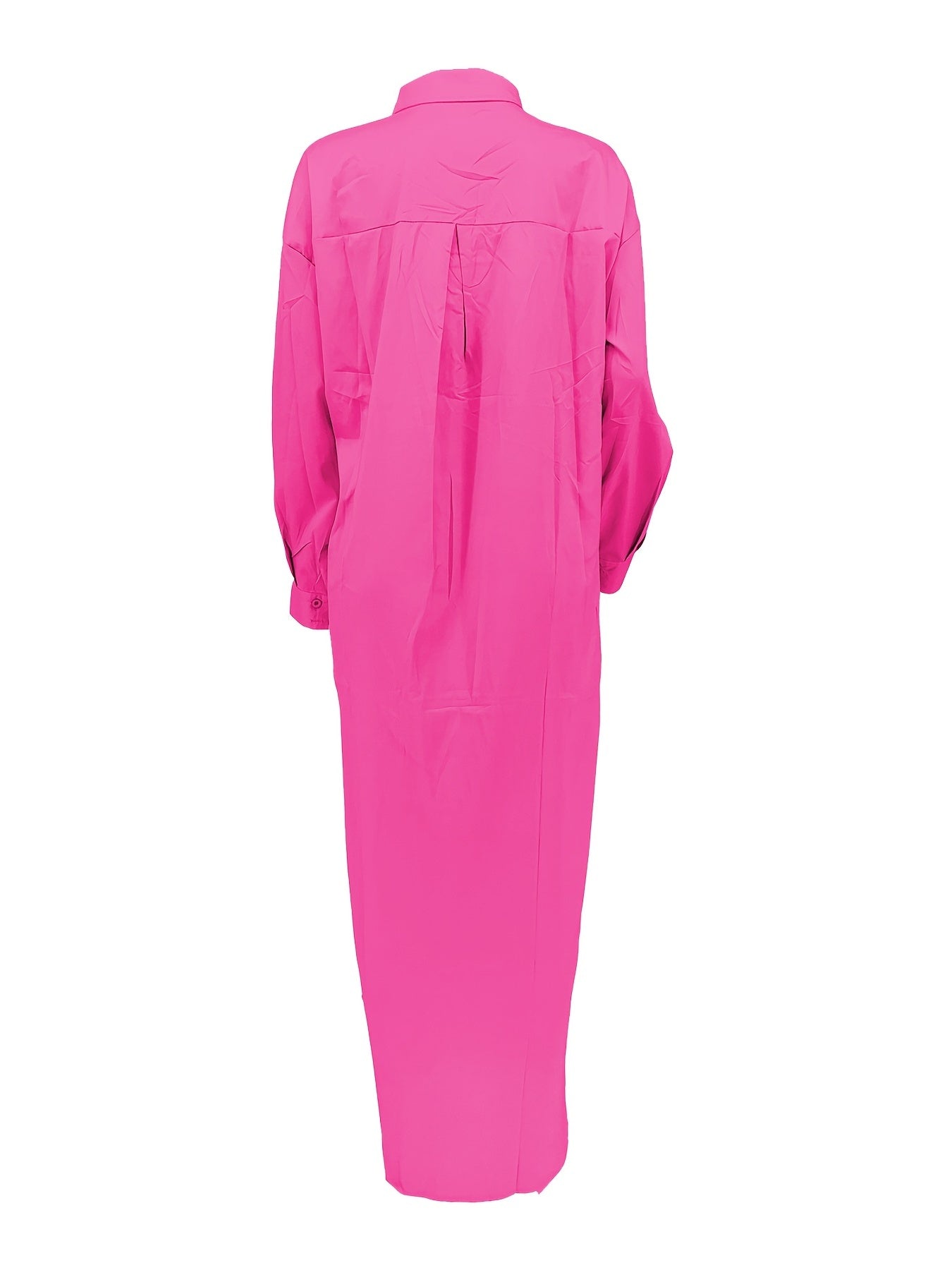 Longline Button Front Shirt, Casual Long Sleeve Shirt