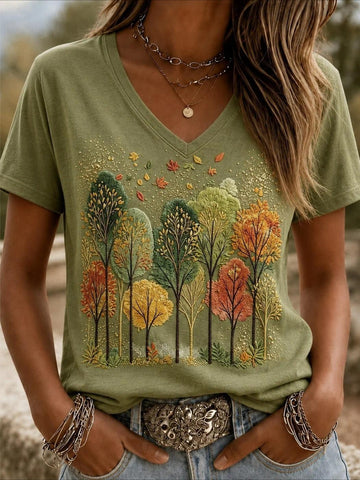 100% Cotton V Neck Vintage Regular Print Fit T-Shirt