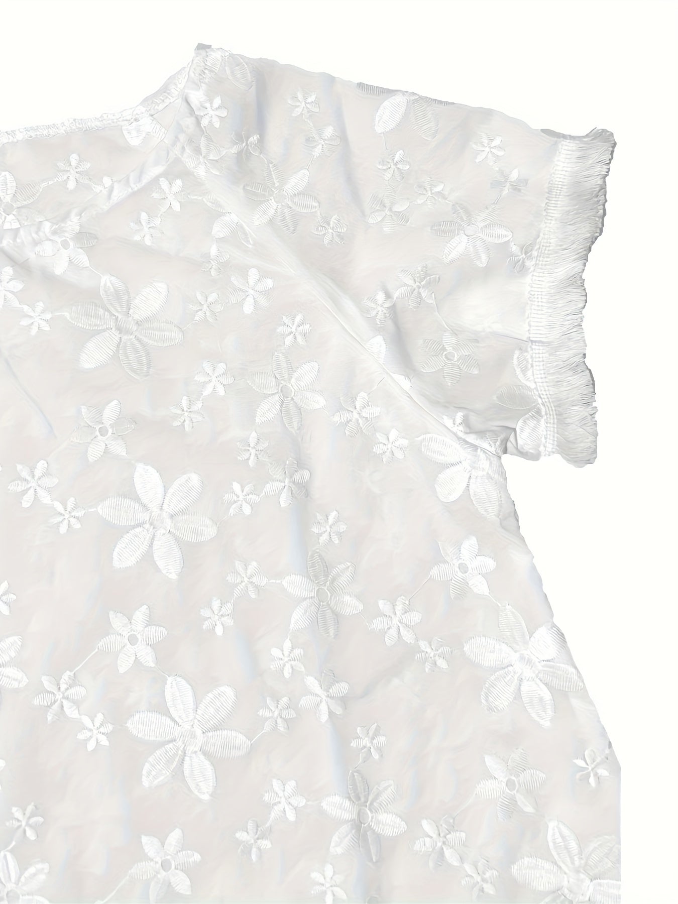 Women's Casual Short Sleeve Top with Raw Hem and Applique Detail - Comfortable and Stylish Solid Crew Neck Shirt