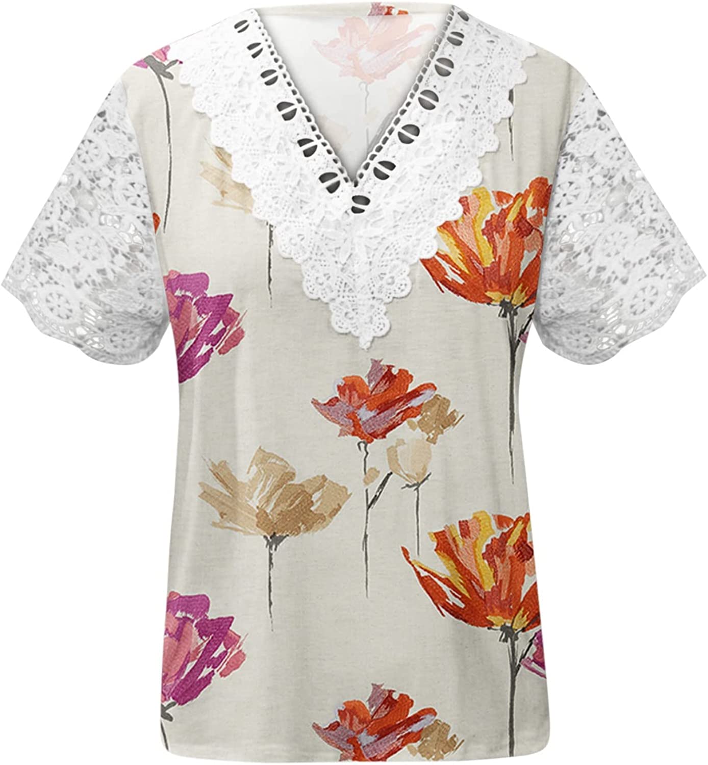 Short Sleeve Loose Flower Graphic T-Shirts