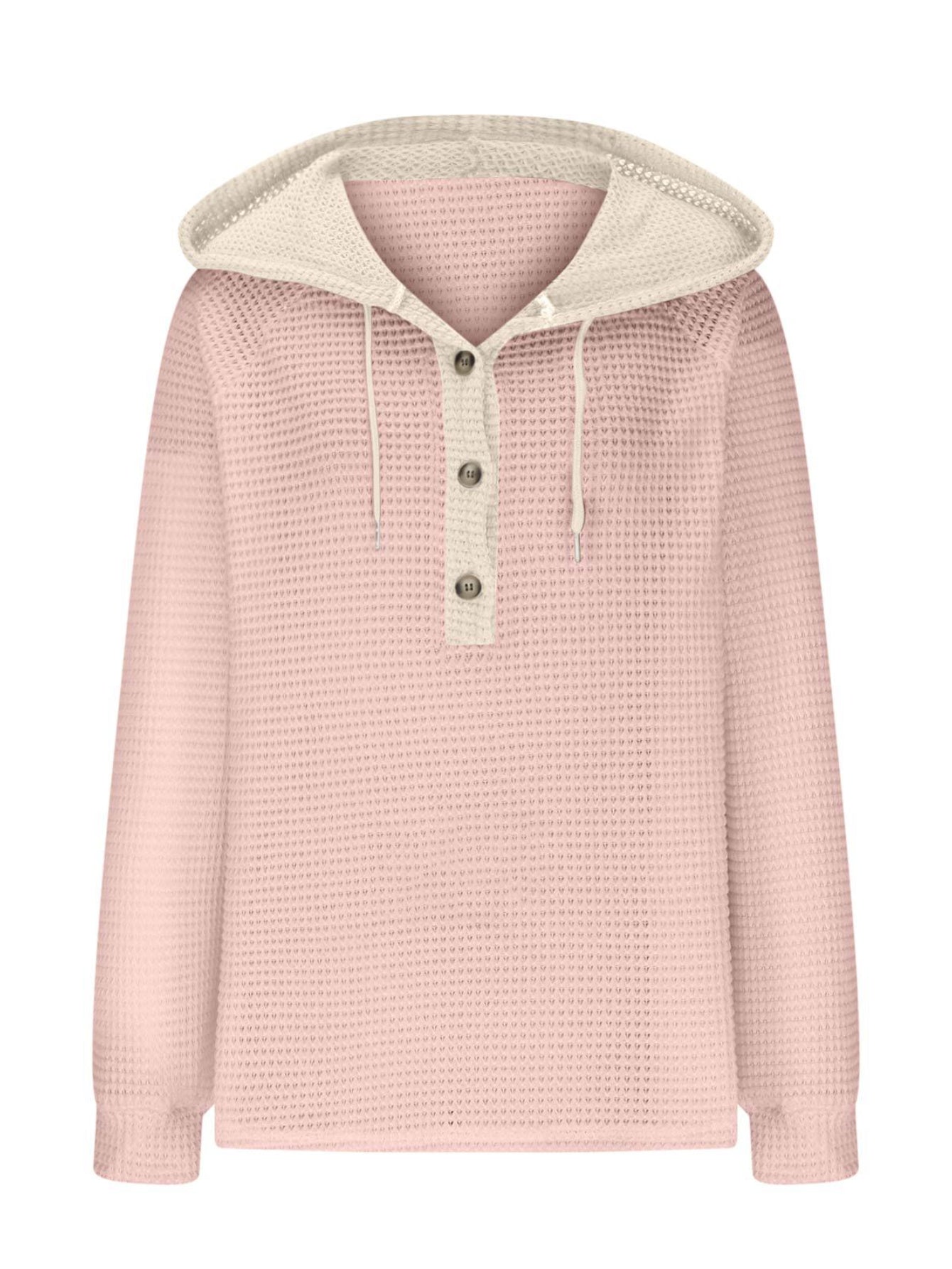Casual Hoodie Sweatshirt | Women's Semi-Sheer, Solid Knit | Stretch Fit with Button Detail | Easy-Care