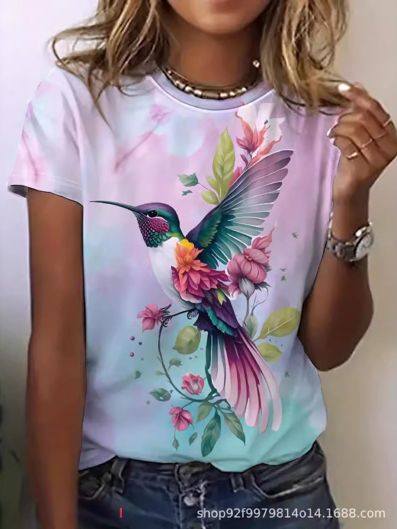 Women's Sweetheart 3D Print Fashion Tee - Soft Polyester & Spandex Blend
