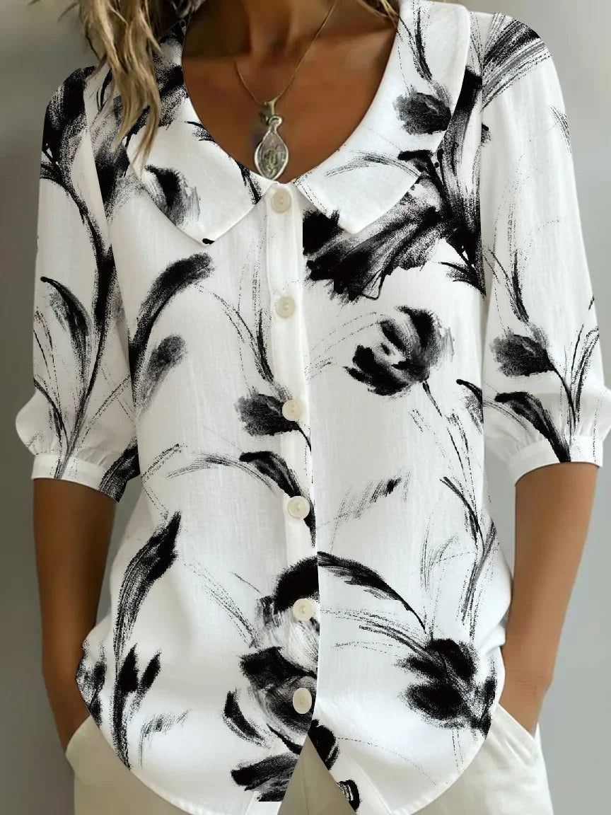 Crew Neck Short Sleeve Patterns Regular Loose Shirt