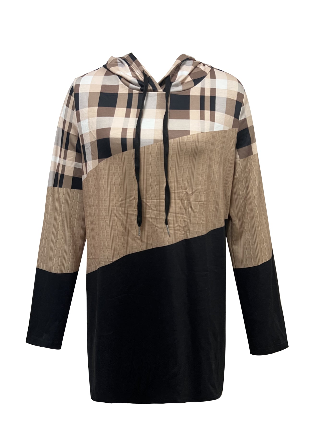 Color Block Drawstring Hoodie, Casual Long Sleeve Hoodie