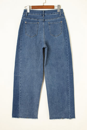Ashleigh Blue Stitched Raw Hem Wide Leg Loose Jeans