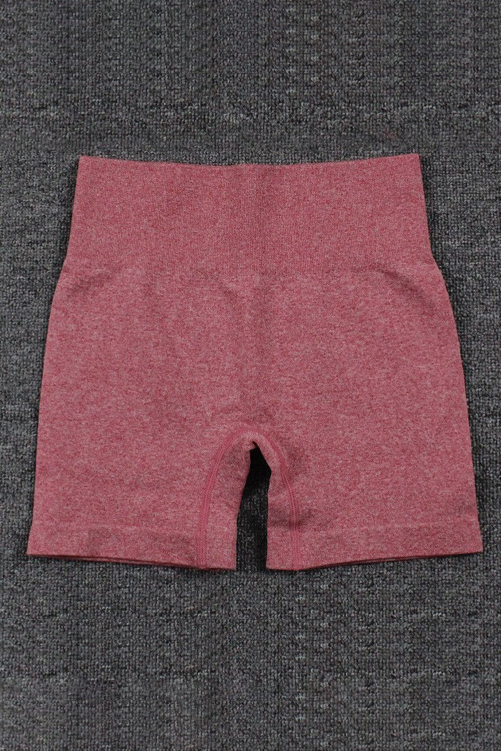 Red Solid Color High Waist Sports Active Shorts