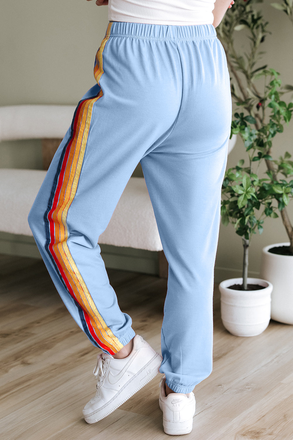 Light Blue Counting Rainbows High Waist Sweatpants