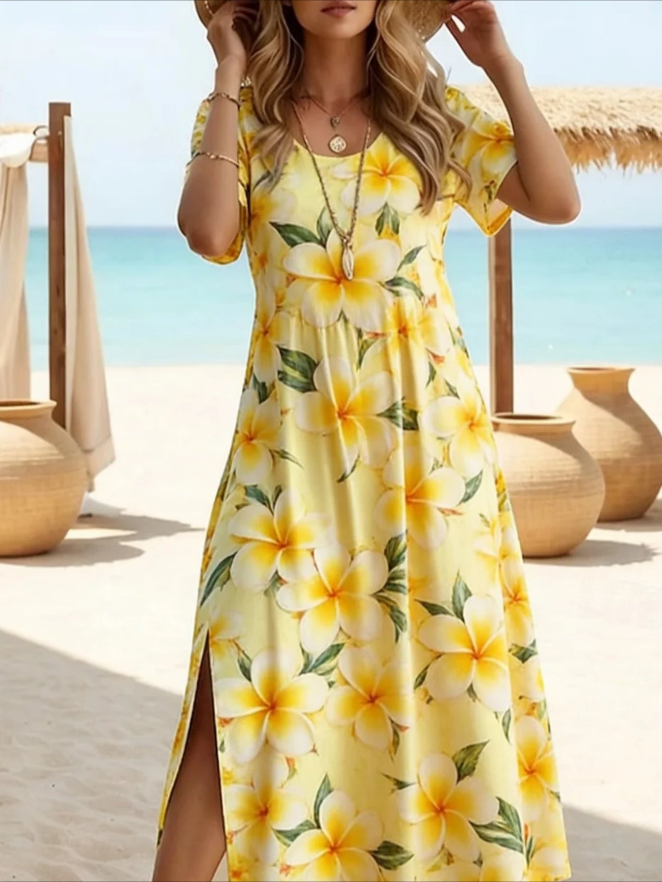 Patriotic Loose Fit Graphic Geometric Flag Short Sleeve Crewneck Maxi Dress
