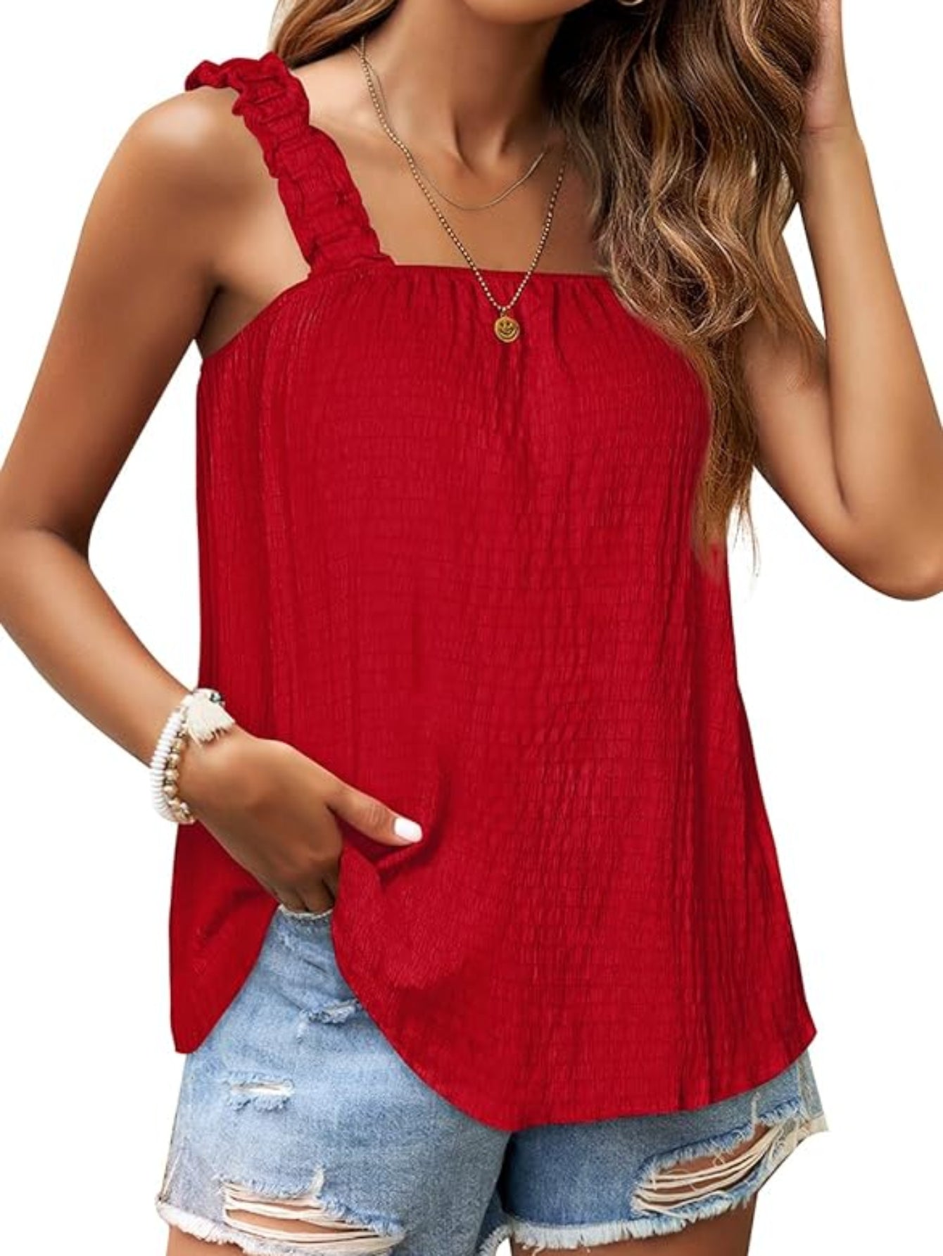 Square Neck Loose Fit Sleeveless Tank Tops