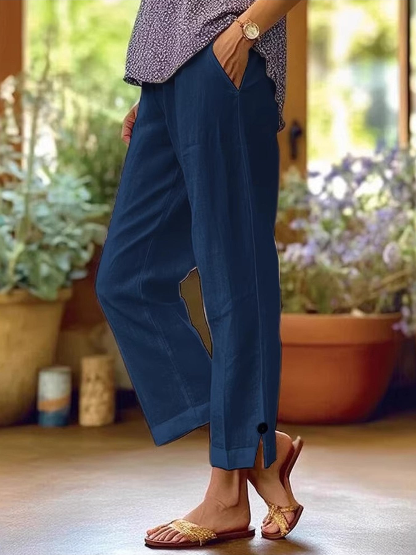 Elastic Waist H-Line Harem Pants Daily Going Out Pants
