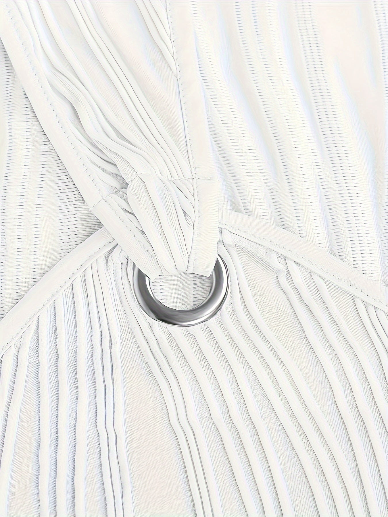 Wavy Stripe Solid Dress, Casual V Neck Sleeveless Mini Dress