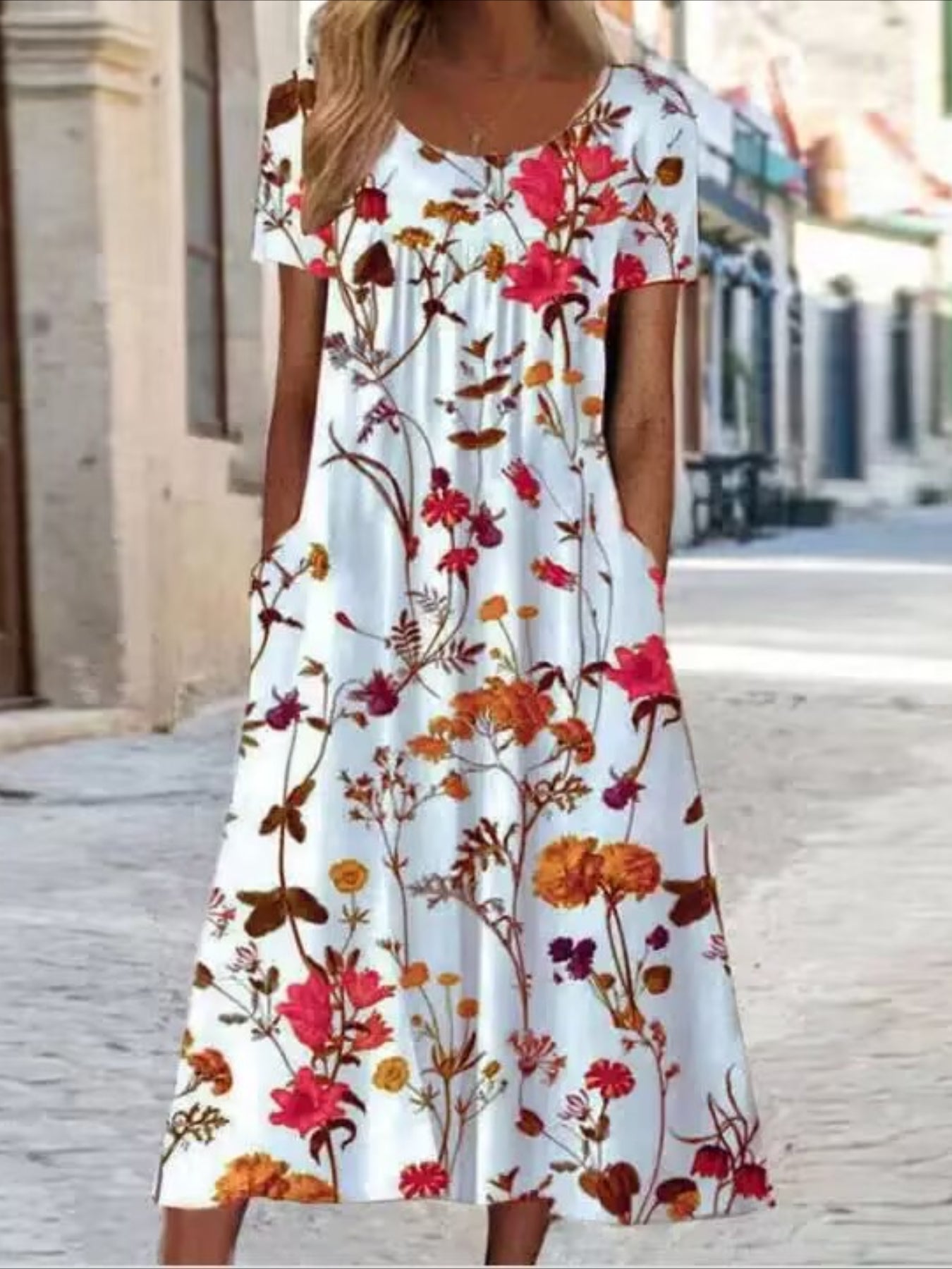 Casual Vacation Commute Floral Print Round Neck Short Sleeve Dress