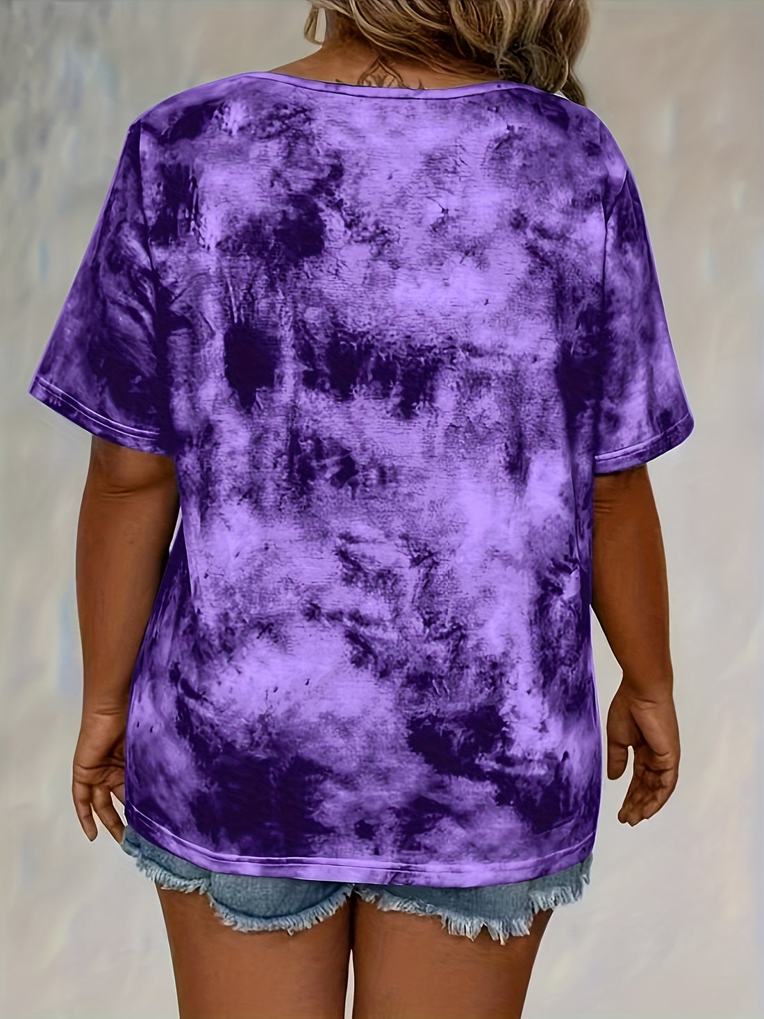 Print Front Button Drawstring Oversized Top