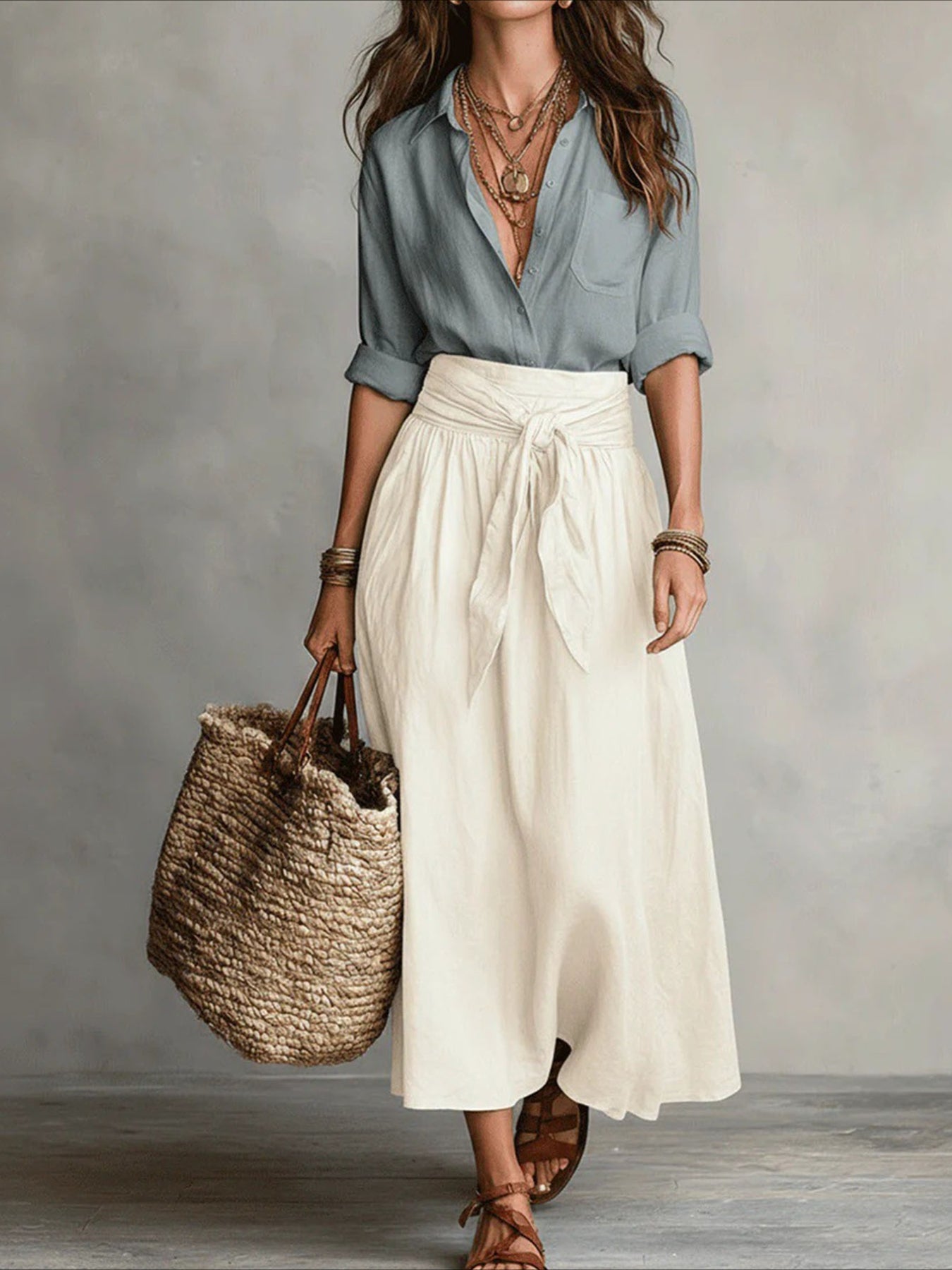 2pcs Color-blocking Casual Fashion Half Length Skirt And Shirt 2pcs Set