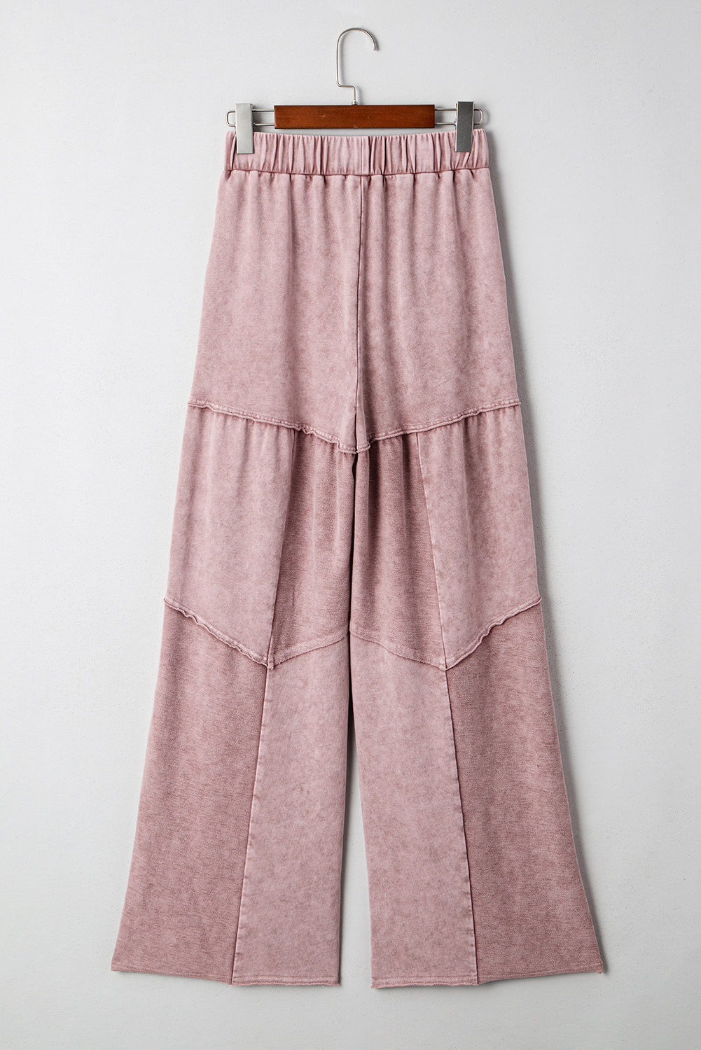 Straw Yellow Mineral Wash Tiered Wide Leg Patchwork Drawstring Pants