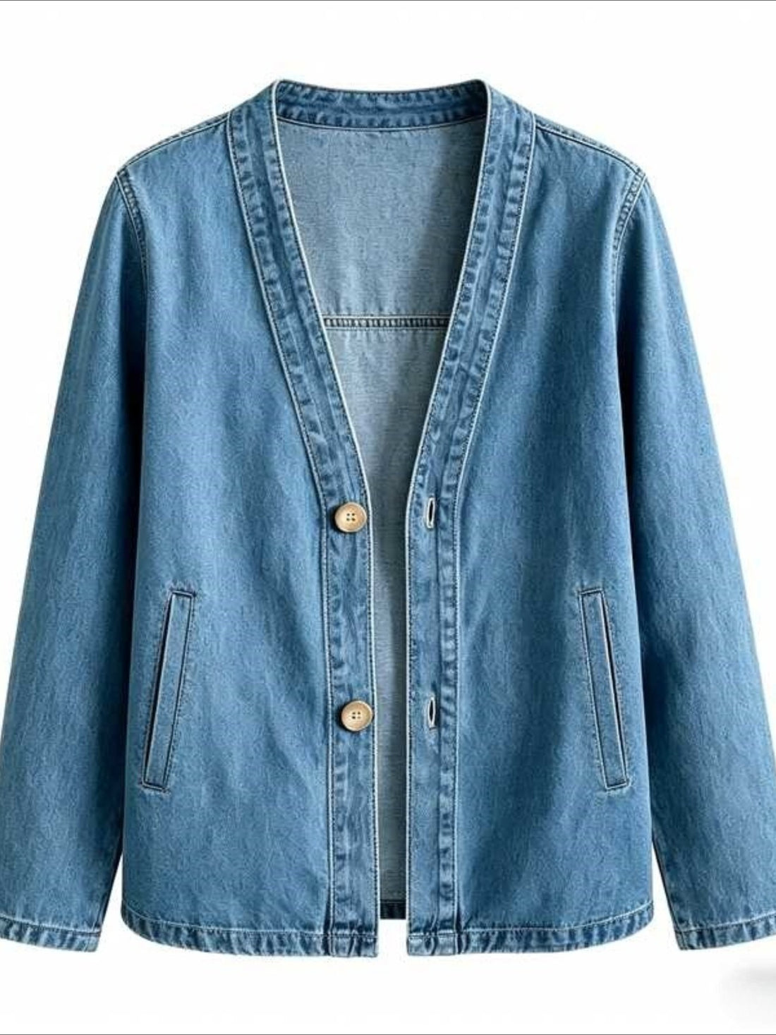Long Sleeve Casual V Neck Denim Cardigan Jacket