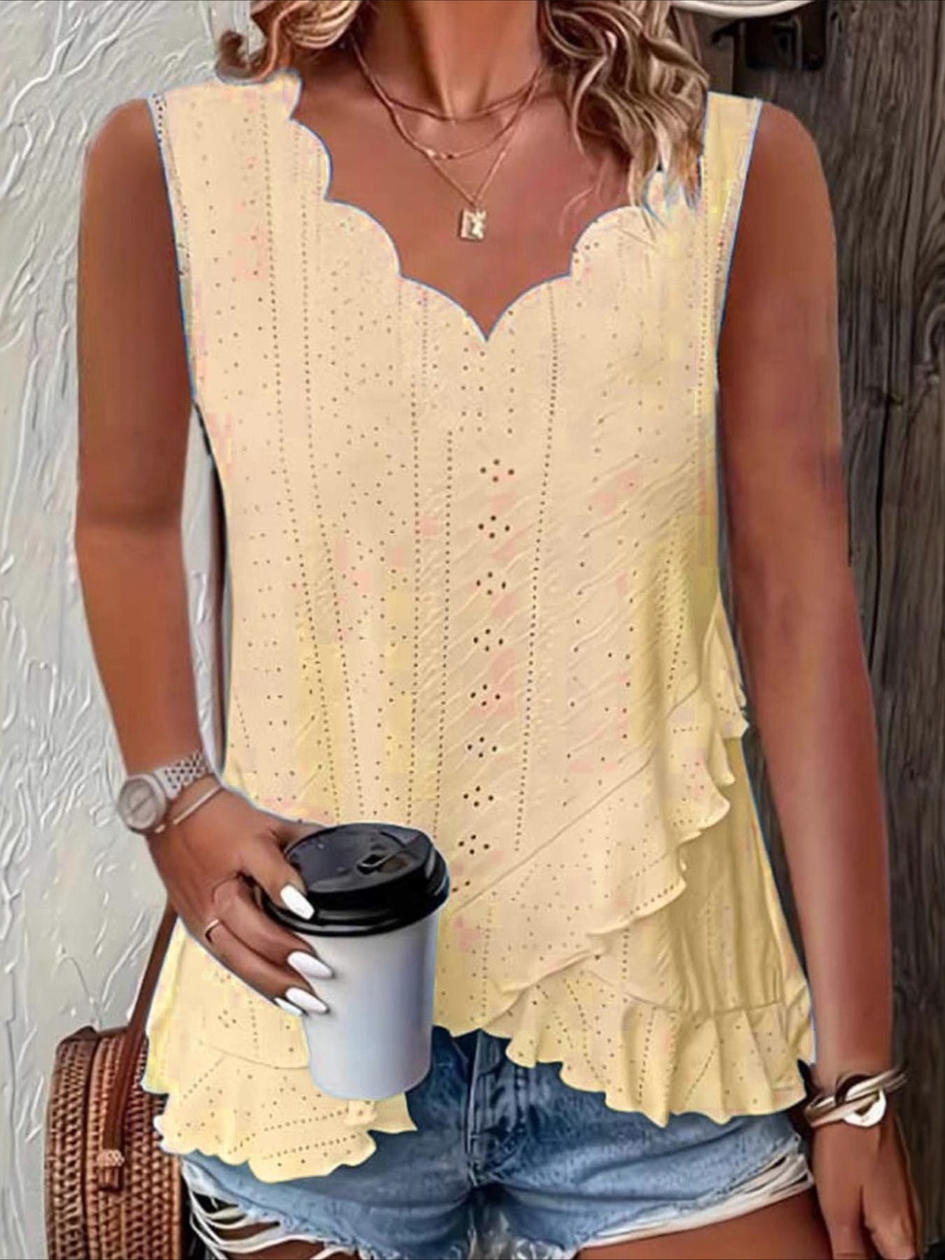 Plain Daily Casual Sleeveless V Neck Regular Tank Top