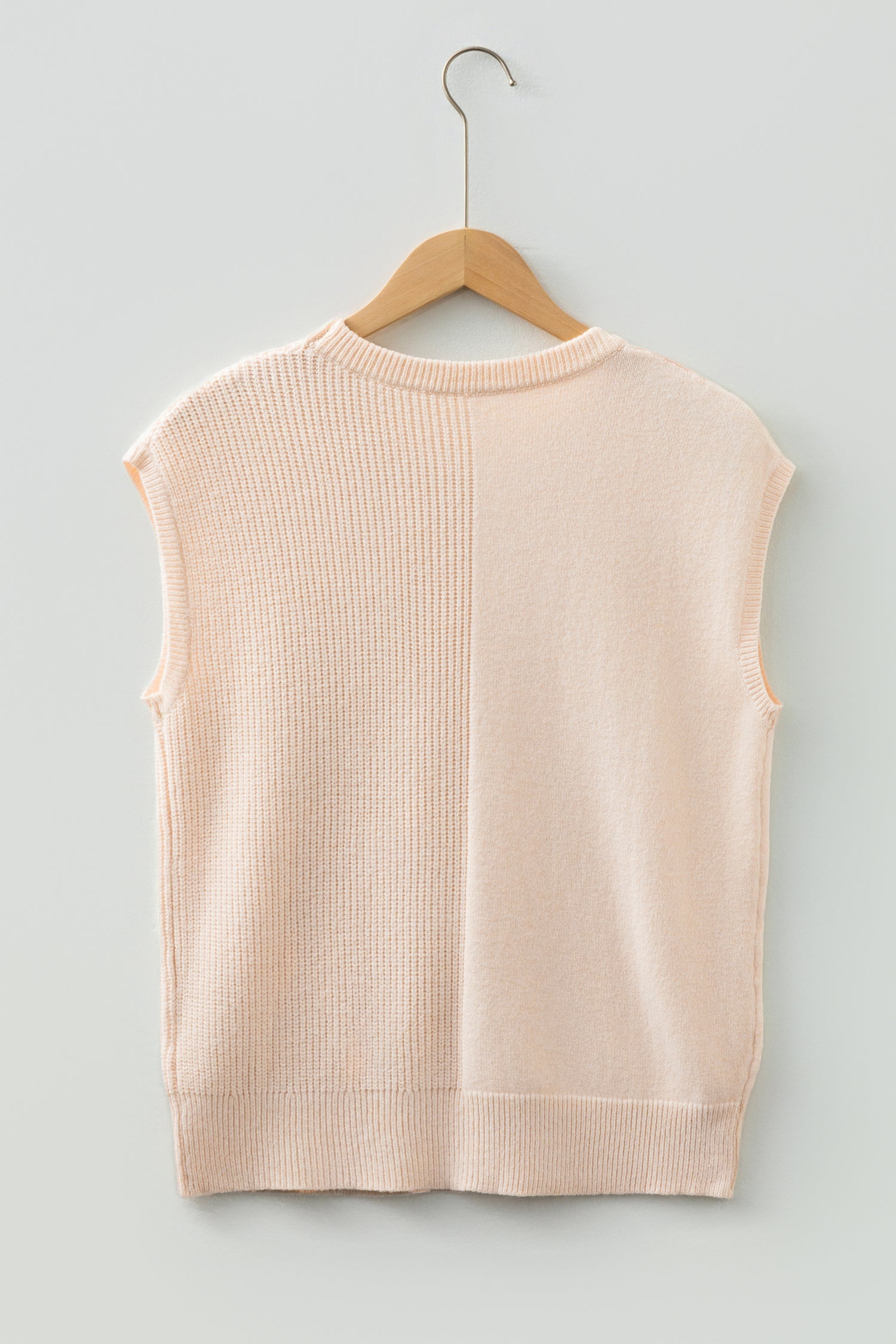 Jet Stream Solid Color Mixed Knits Patch Pocket Short Sleeve Sweater