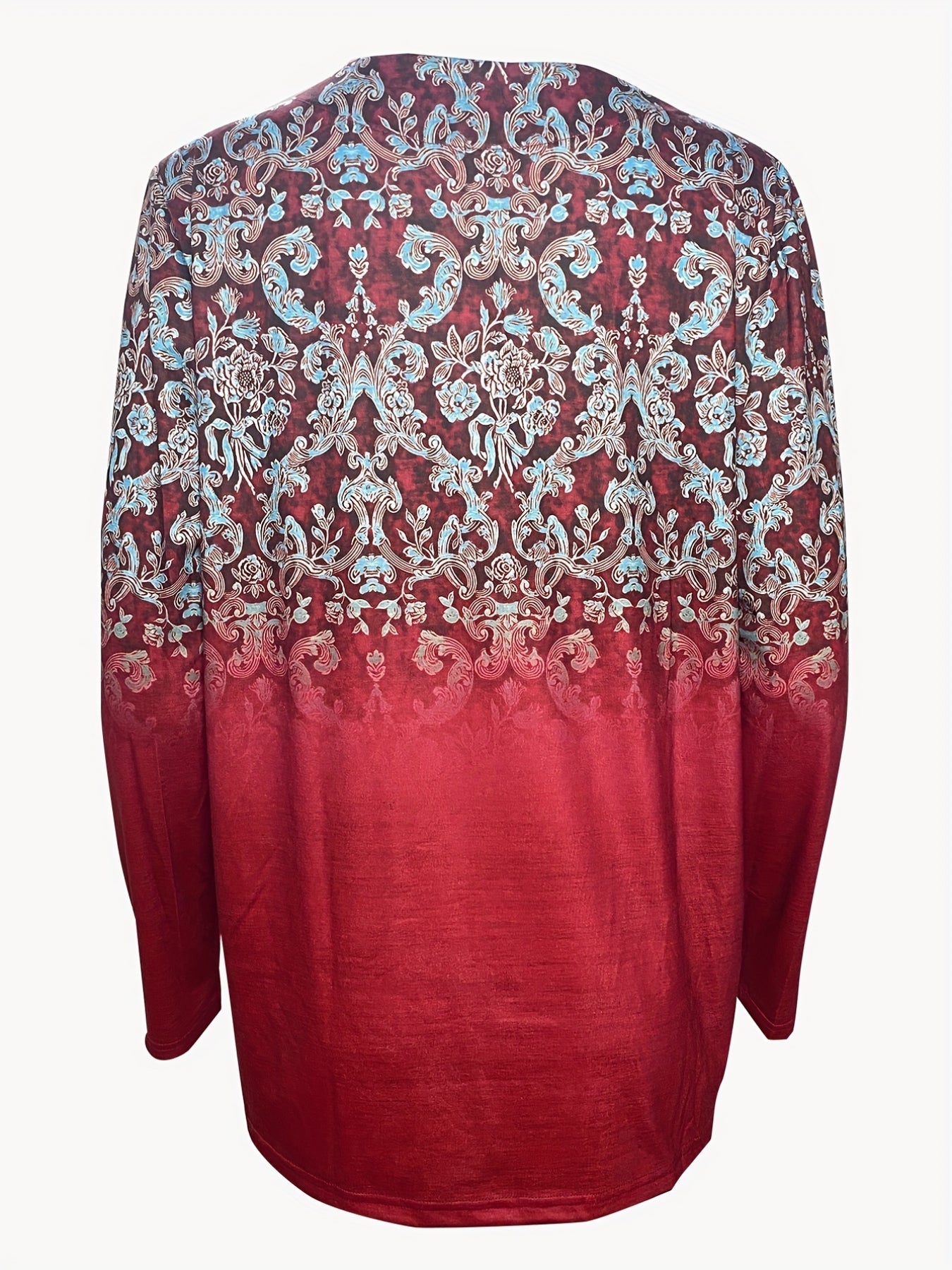 Floral Print Pullover Sweatshirt, Casual Long Sleeve V-neck Sweatshirt