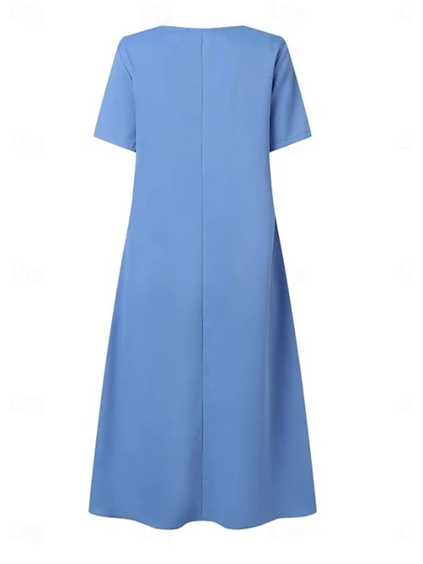 Polyester Women's Summer Dress | Light Blue Casual A-Line Mini with Decorative Buttons