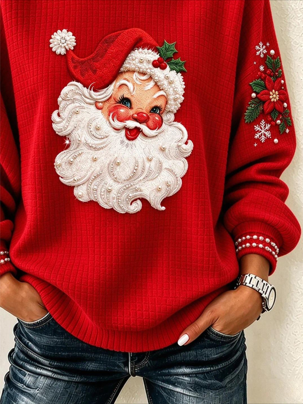 Father Christmas Casual Crew Neck Regular Fit Sweatshirt