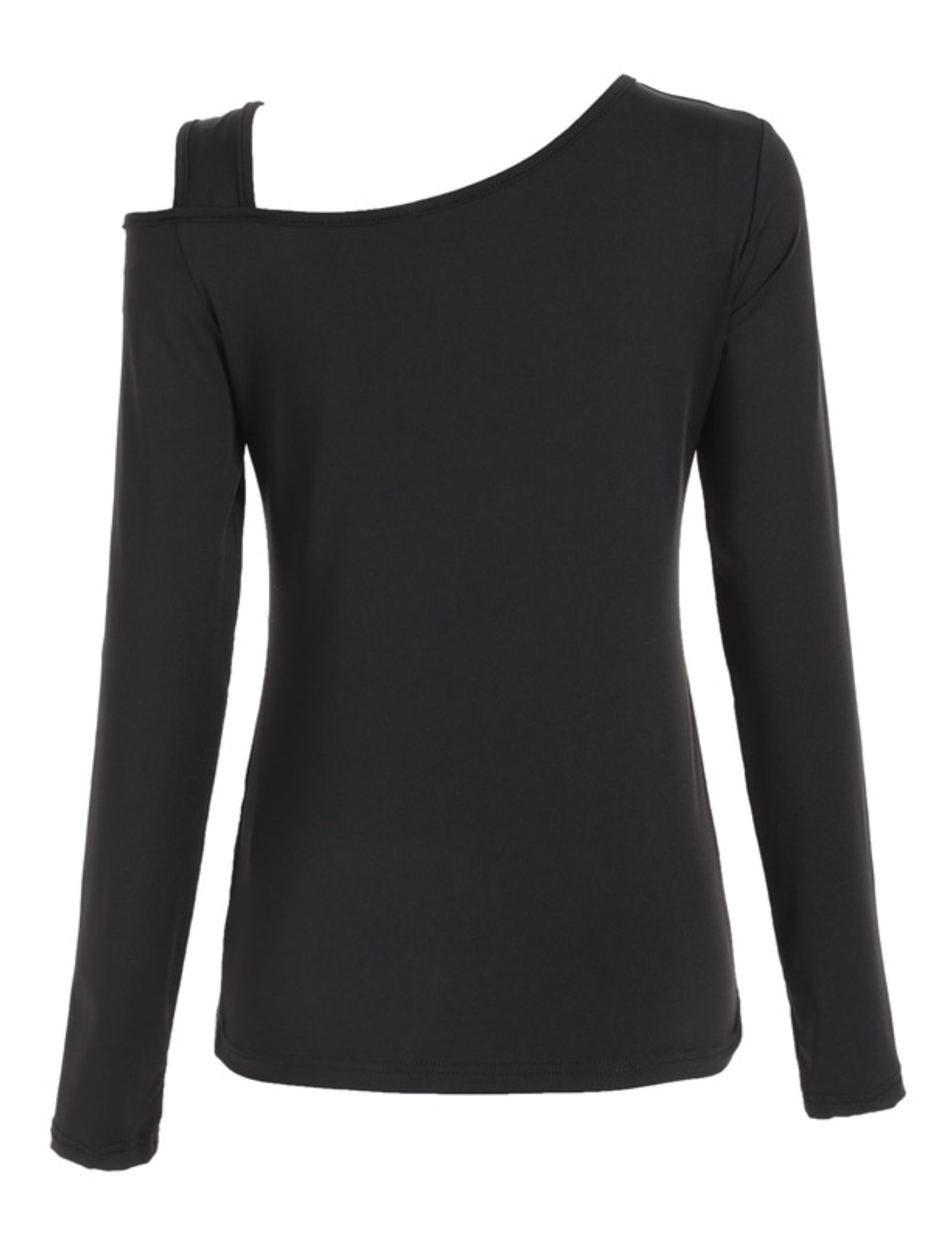 Chic Cold Shoulder Cut Out Asymmetrical Long Sleeve T-Shirt , Comfortable Casual Wear