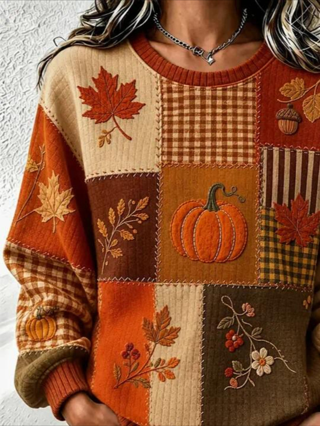 Pumpkin Pattern Casual Crew Neck Regular Fit Sweatshirt