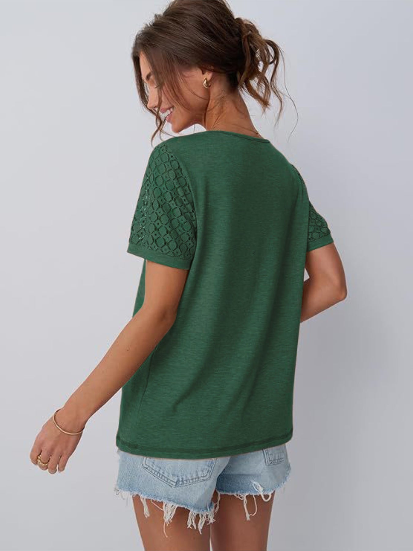 Skeleton Short Sleeve Shirts Lace Tops