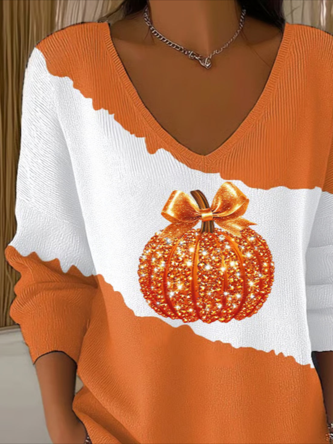 Halloween Floral Long Sleeve Comfy Casual Sweater Tee