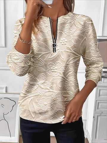 Retro Art Graphic Design Everyday Long Sleeve Center Front Zip Sweatshirt