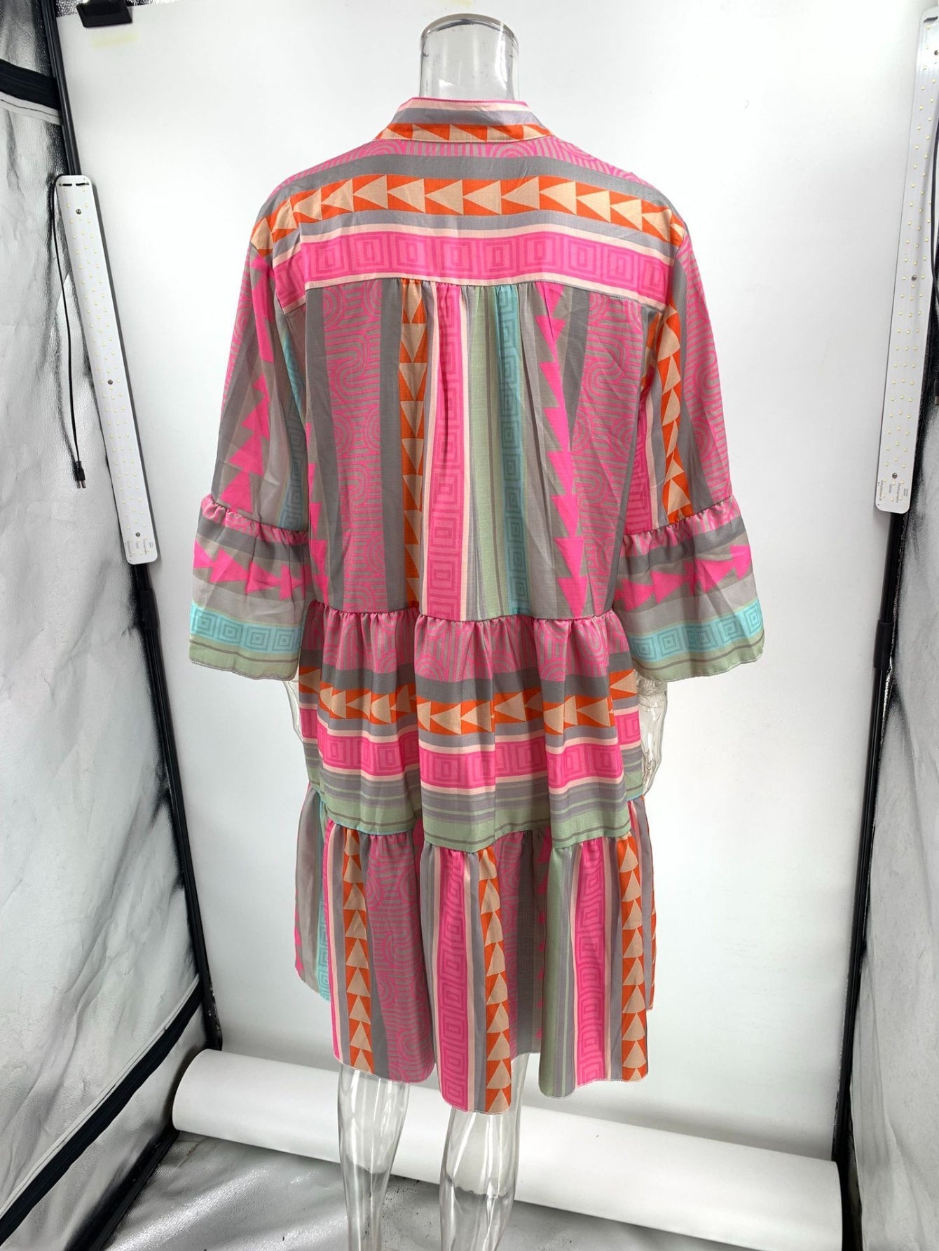 Fresh Print 3/4 Sleeve Mini Dress