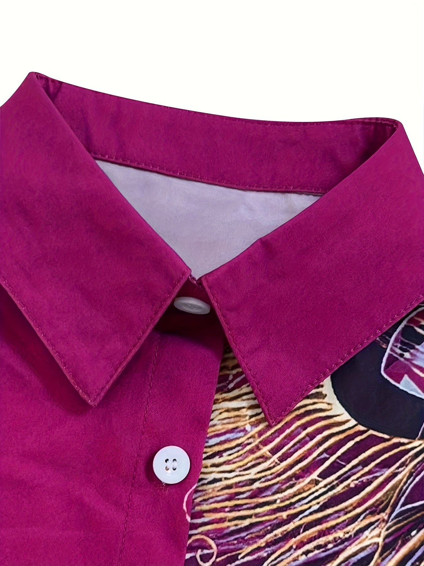 Peacock Feather Print Shirt, Long Sleeve Button Up Casual Top
