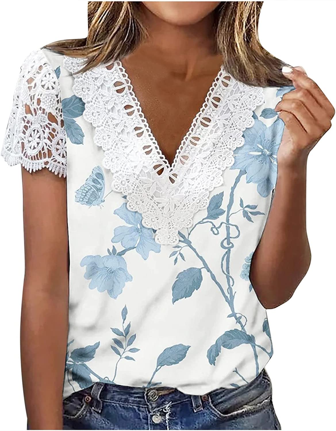 Short Sleeve Loose Flower Graphic T-Shirts
