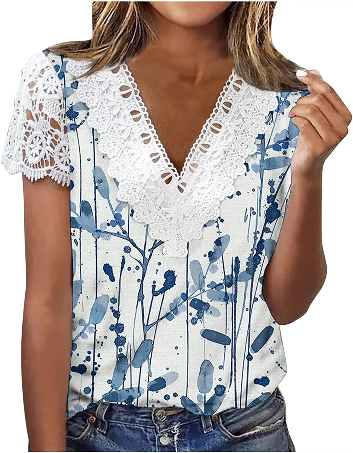 Short Sleeve Loose Flower Graphic T-Shirts