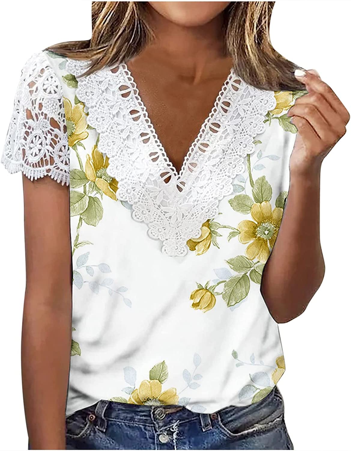 Short Sleeve Loose Flower Graphic T-Shirts