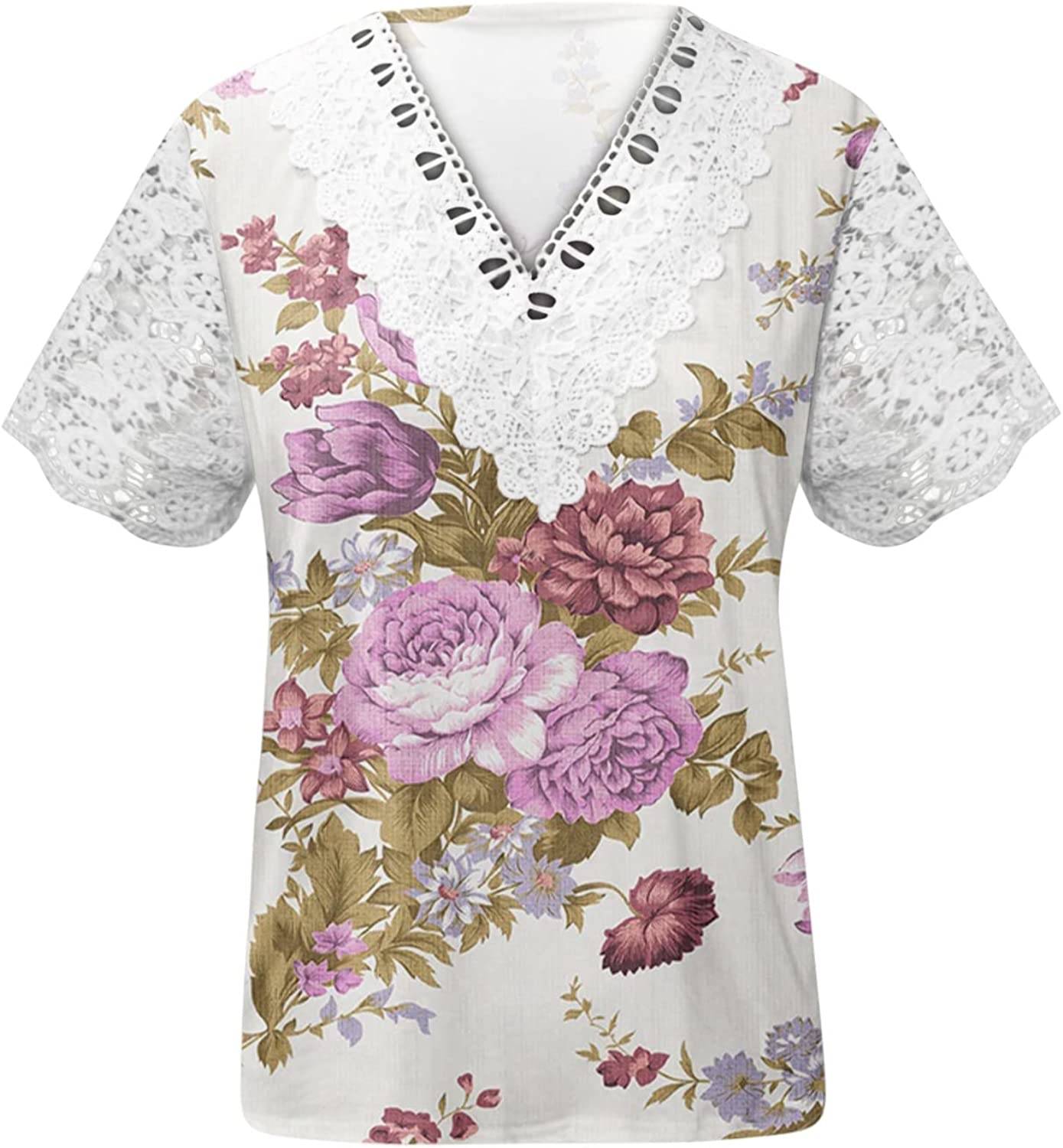 Short Sleeve Loose Flower Graphic T-Shirts