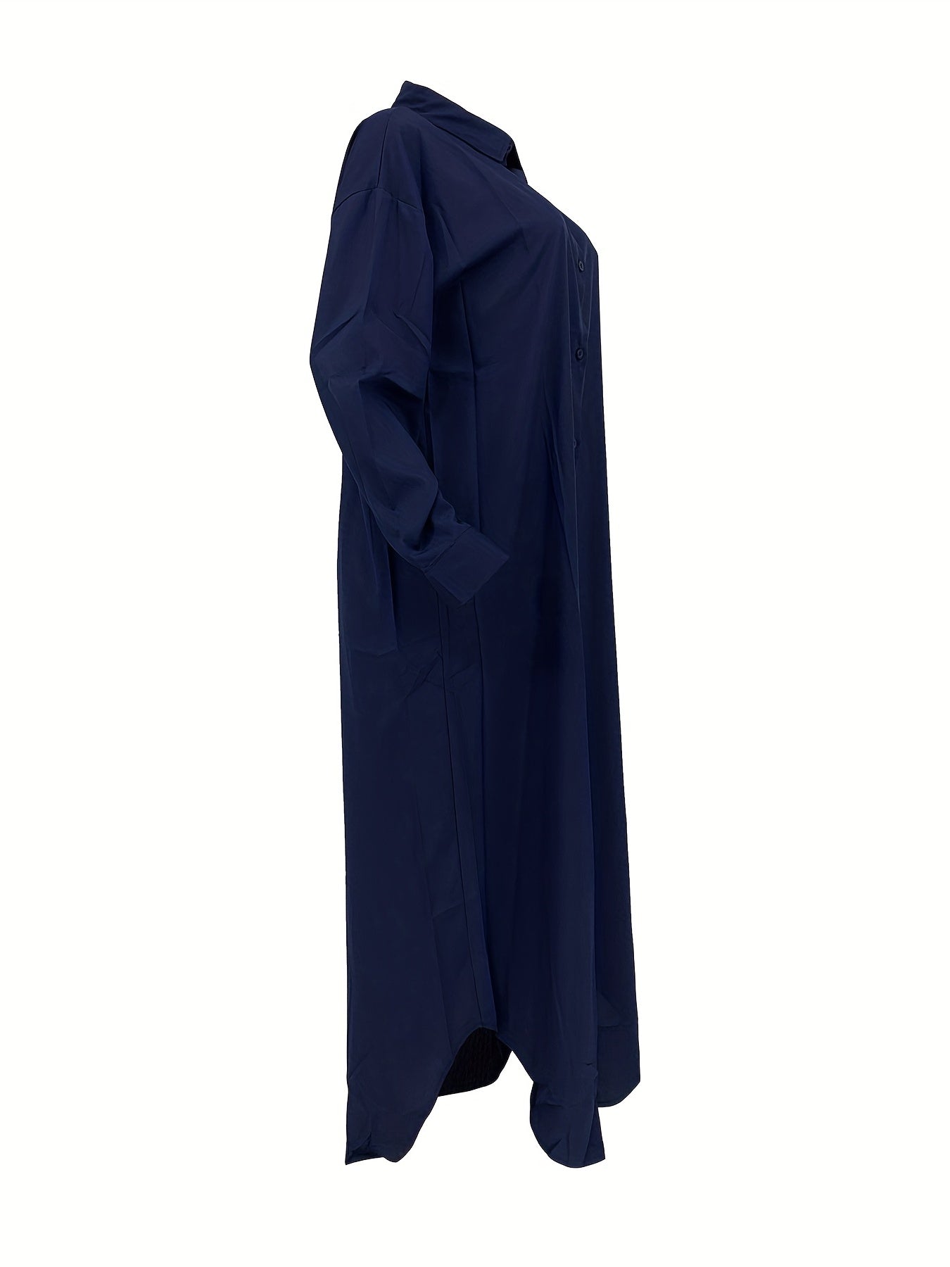 Longline Button Front Shirt, Casual Long Sleeve Shirt