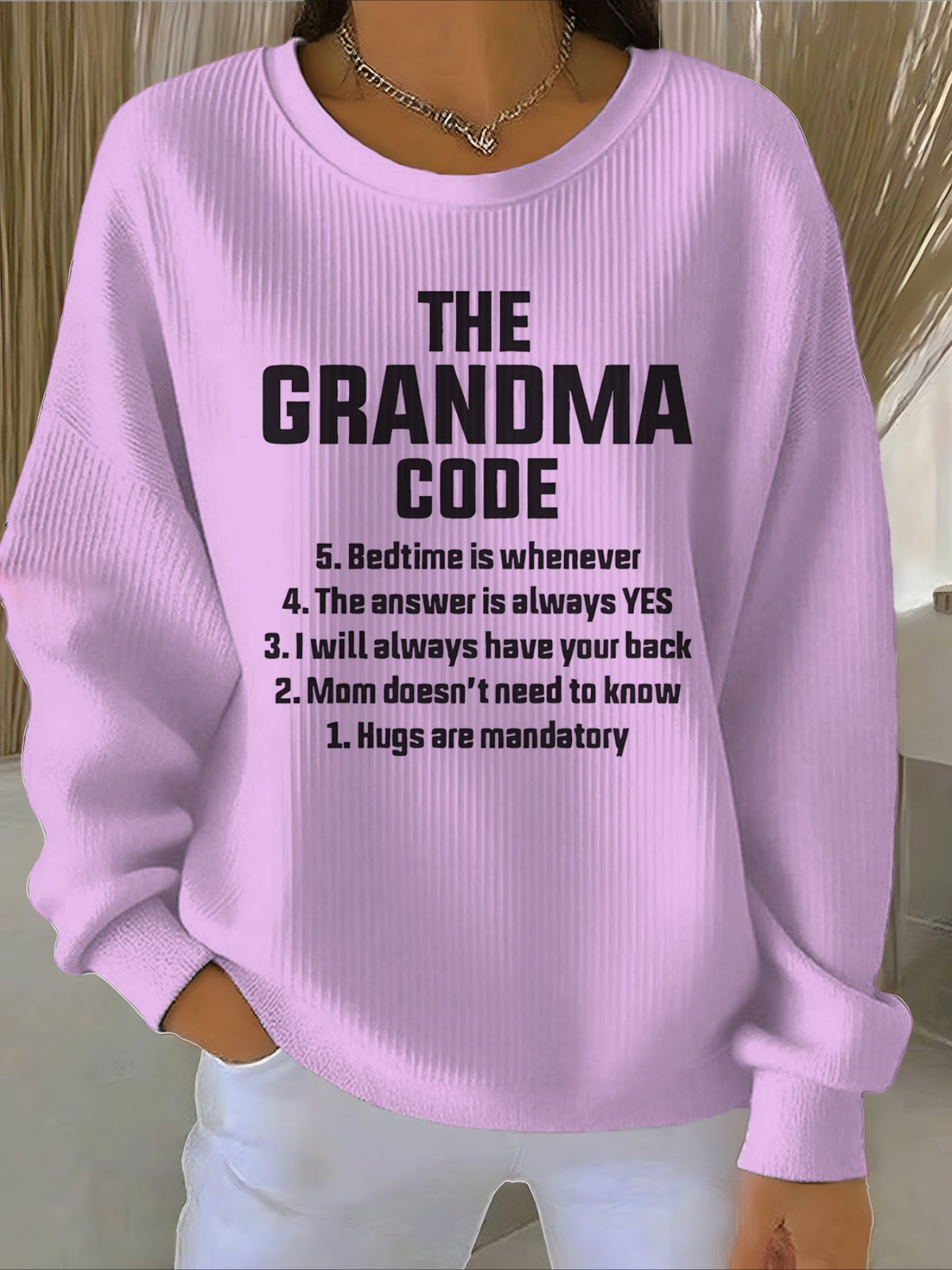 Text Printing Crew Neck Floral Long Sleeve Sweater Hoodie