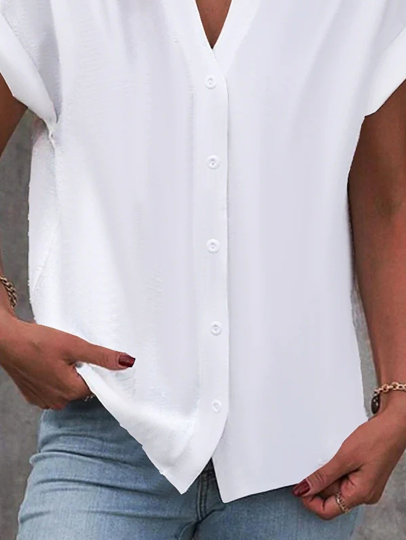 Women's Short Sleeve Shirt Summer Plain Stand Collar Daily Going Out Casual Top