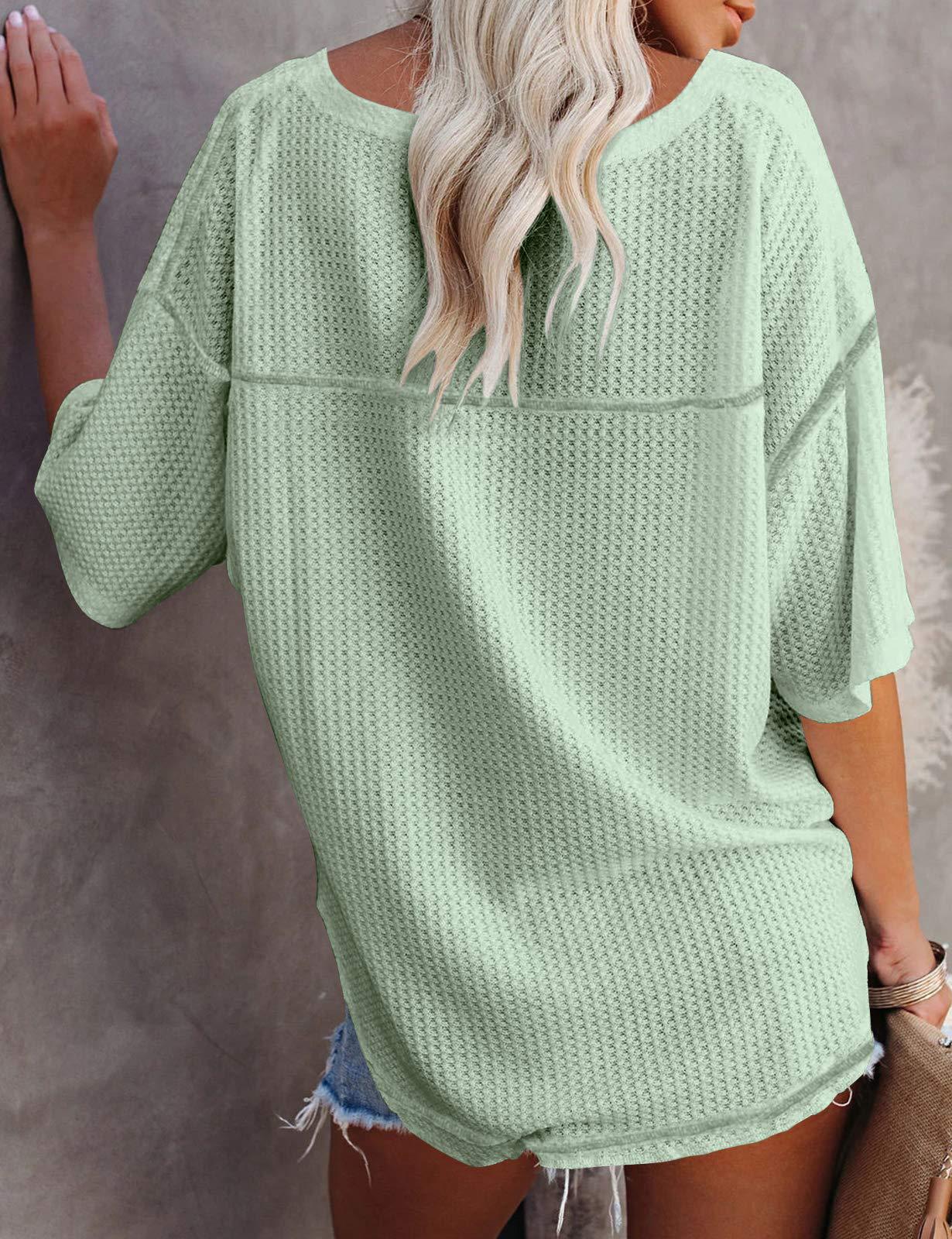 Solid Elegant V Neck T-Shirt, Drop Shoulder Casual Top