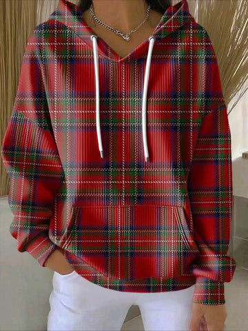 Christmas Grid Pullover Hoodie Sweatshirt